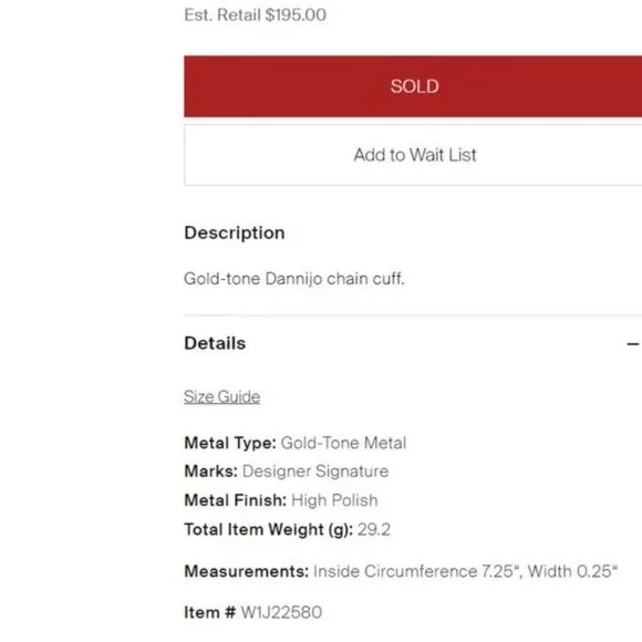 Dannijo Gold Chain Cuff Bracelet - Picture 4 of 4